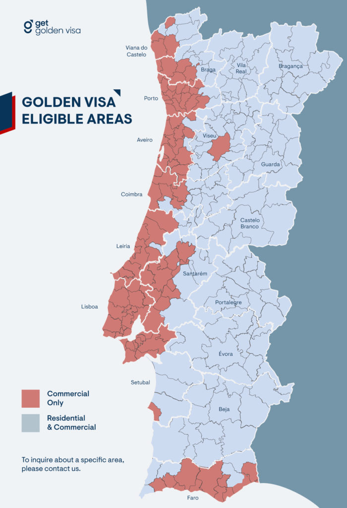 Portugal Golden Visa eligible areas