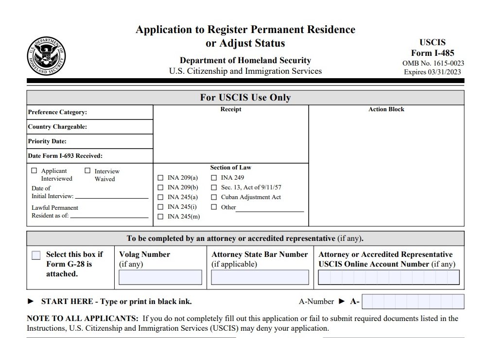 Green Card Application Form 2023 Printable Forms Free Online 4944