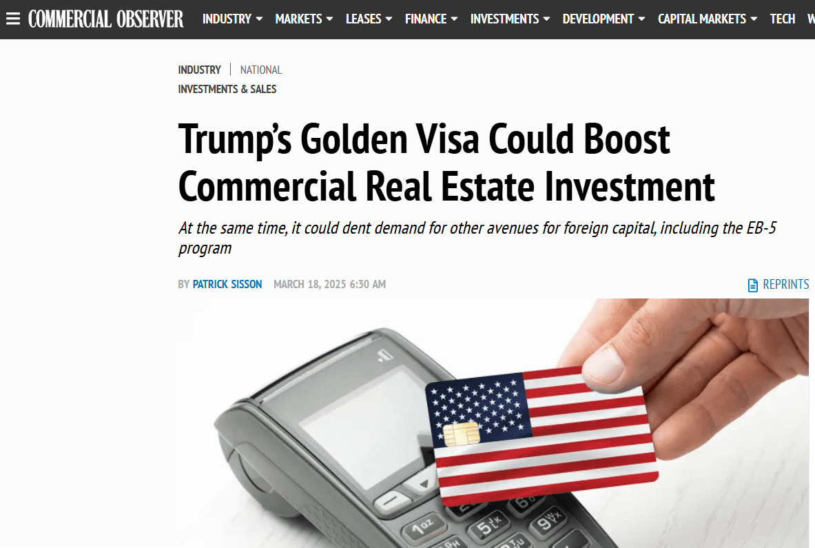 Trump’s Golden Visa Could Boost Commercial Real Estate Investment