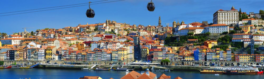 Famous view of Porto and Douro river retiring in portugal