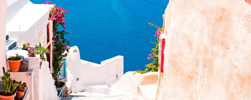 healthcare-in-greece-get-golden-visa Healthcare in Greece, Greece stairs, with Seaview from top